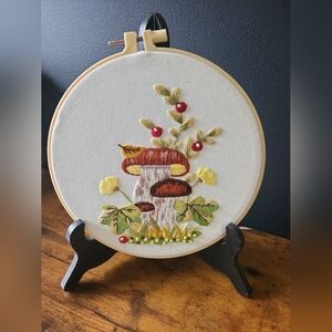 Handmade Mushroom & Woodland Embroidery Hoop Art